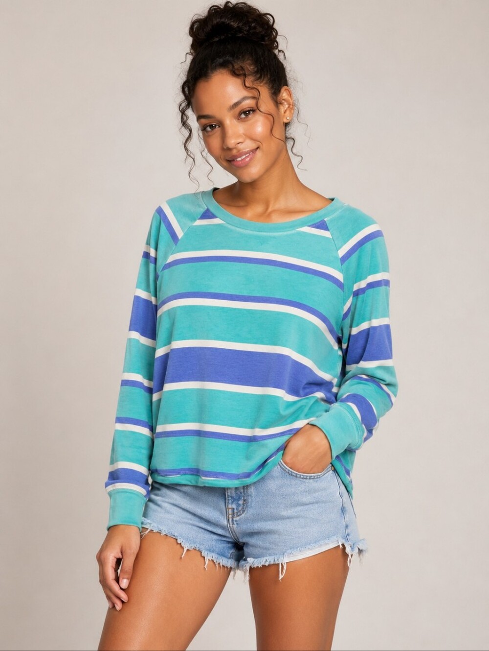 Wildfox Striped Crewneck Sweatshirt Pullover Long Sleeve Top Size Medium